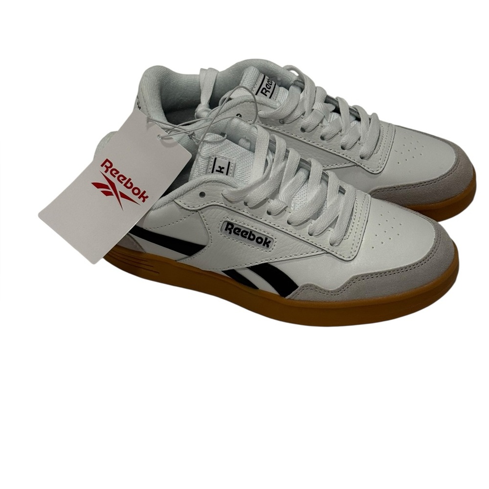 Reebok White and Black Low-Top Sneakers with Gum Sole